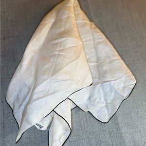 Vintage 1950s Vera Neumann Silk Scarf Cream Black Hand Rolled Pre-Ladybug Tag